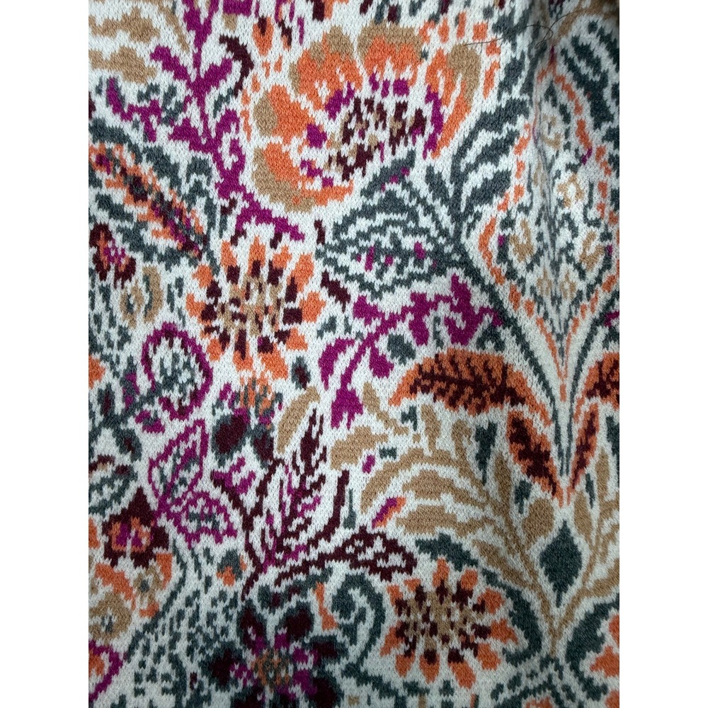 J. Jill Cardigan Sweater Jacket Medium Fall Colors Paisley Knit Blazer - Picture 3 of 12